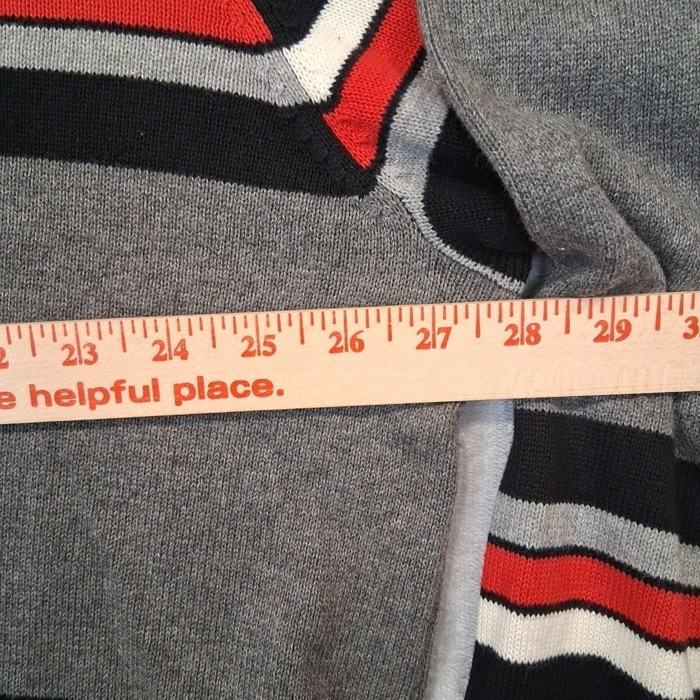 Men's Sean John 3XL Black Gray Red Star Striped Crew Neck Preppy‎ Sweater - Picture 3 of 7